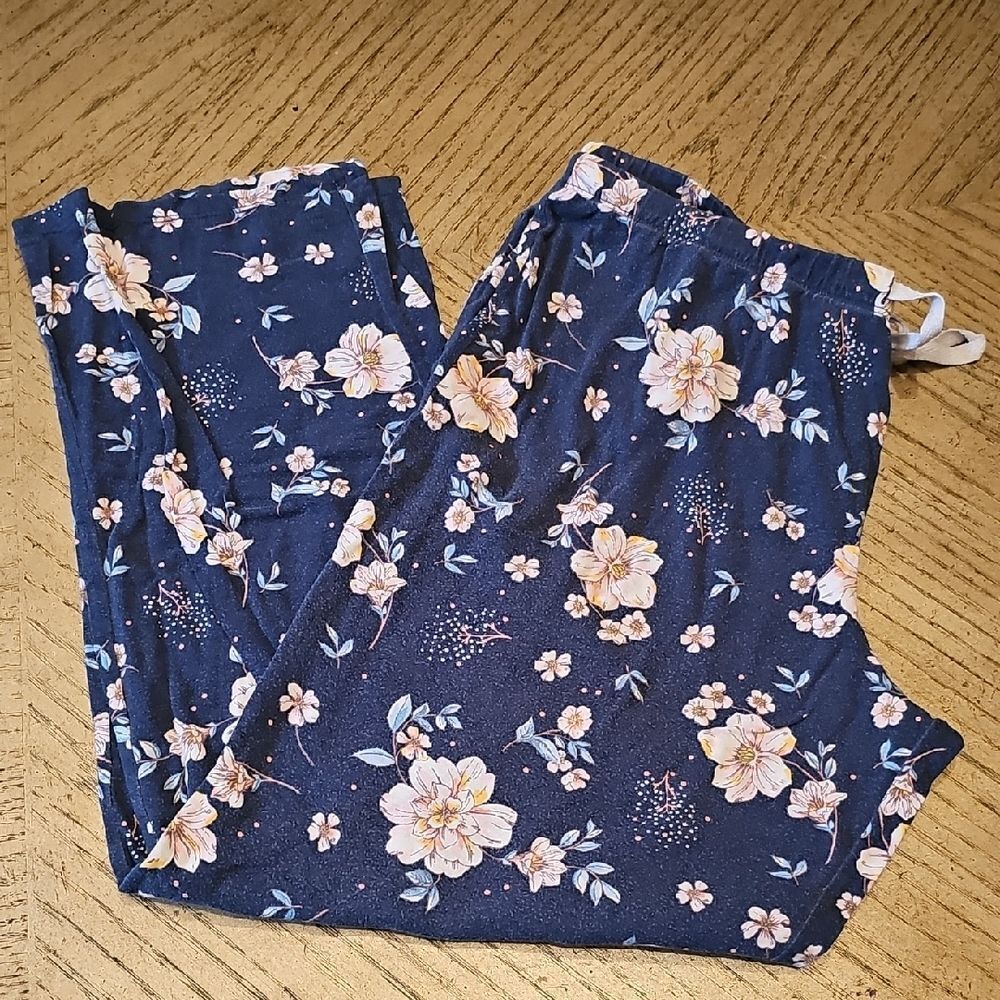 Floral Navy Pj Pants Size M
